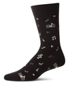 Men's "Musical Notes" Cashmere Blend Novelty Crew Sock : Color: Black