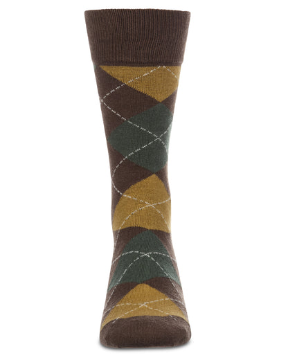 Men's Argyle Cashmere-Blend Fine-Gauge Knit Crew Sock