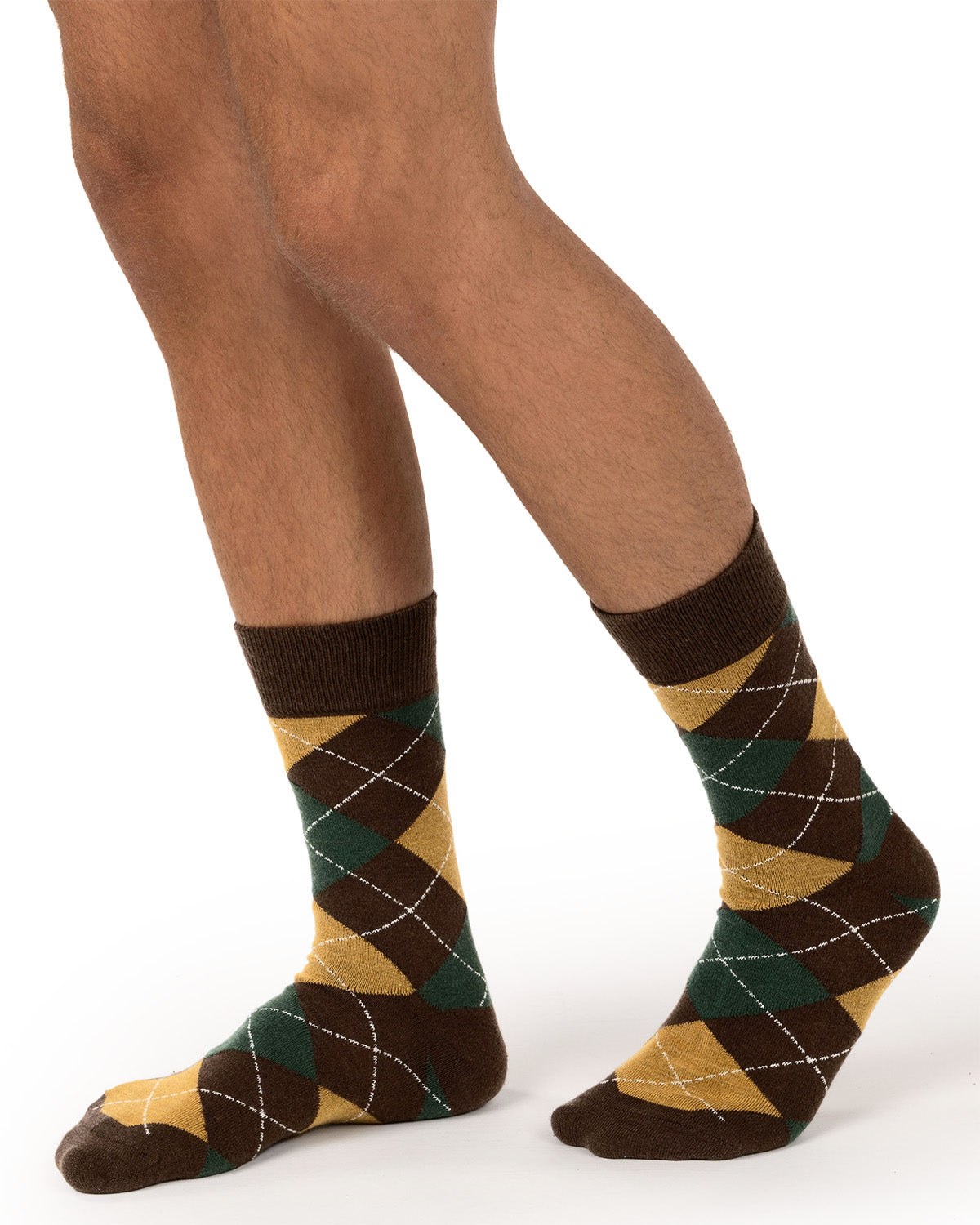 Men's Argyle Cashmere-Blend Fine-Gauge Knit Crew Sock
