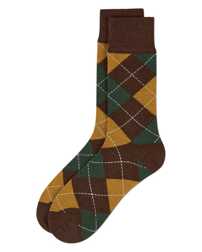 Men's Argyle Cashmere-Blend Fine-Gauge Knit Crew Sock