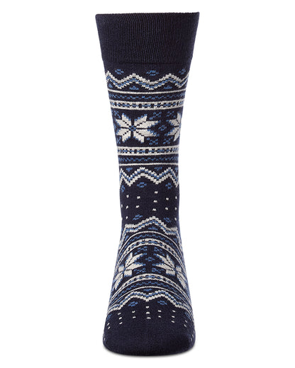 Men's Snowflake Fairisle-Patterned Cashmere-Blend Crew Sock