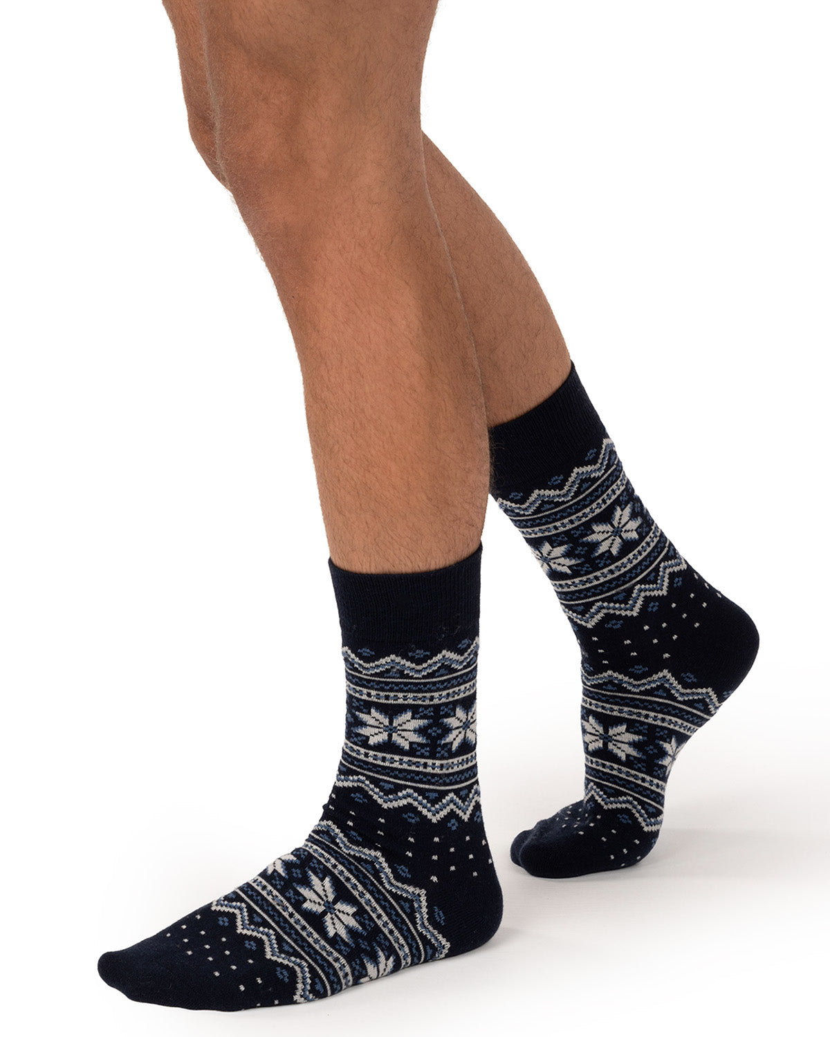 Men's Snowflake Fairisle-Patterned Cashmere-Blend Crew Sock