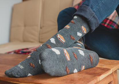 Men's I'd Like S'mores Please Bamboo Blend Crew Sock : Color: Charcoal