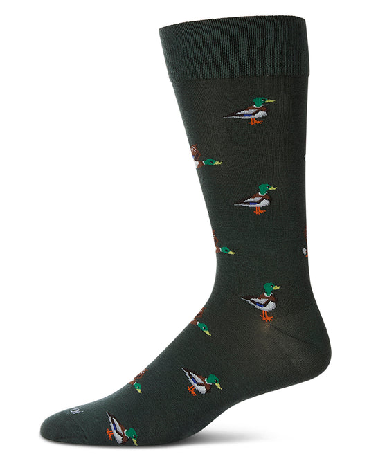 Men's "Mallard Most Fowl" Rayon from Bamboo Blend Novelty Crew Sock : Color: Rosin