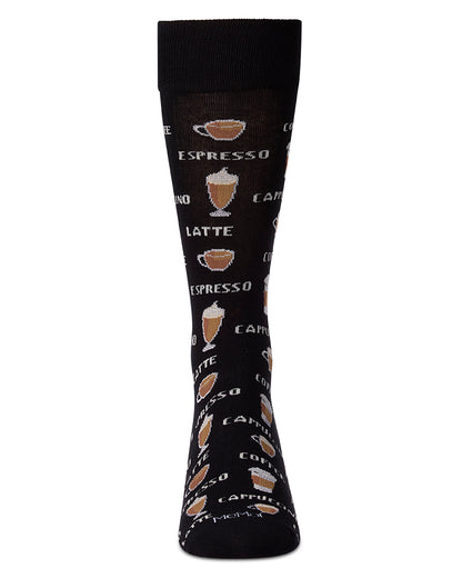 Coffee Time Men's Bamboo Blend Novelty Crew Sock