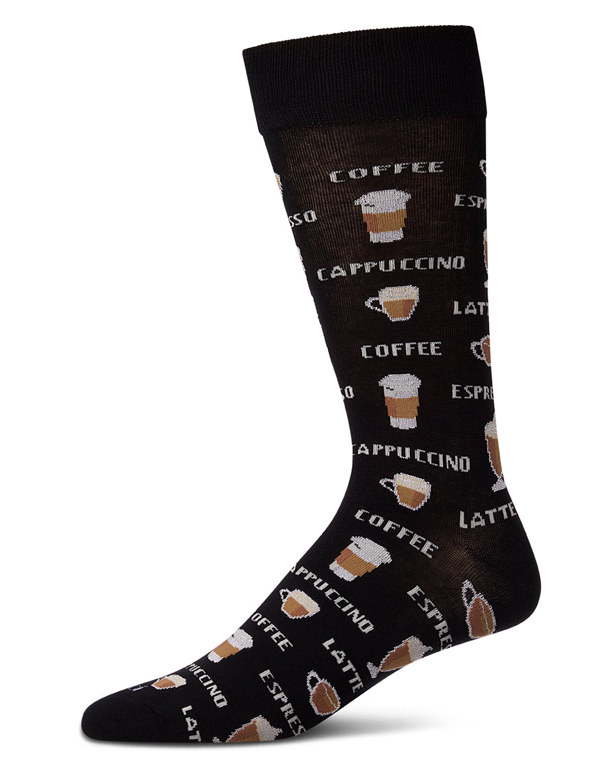 Coffee Time Men's Bamboo Blend Novelty Crew Sock