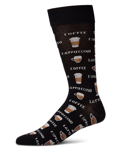 Coffee Time Men's Bamboo Blend Novelty Crew Sock
