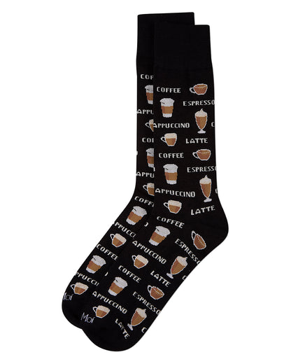 Coffee Time Men's Bamboo Blend Novelty Crew Sock