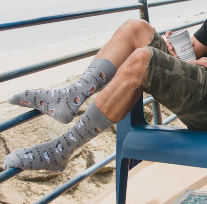 Coffee Time Men's Bamboo Blend Novelty Crew Sock : Color: Medium Gray Heather