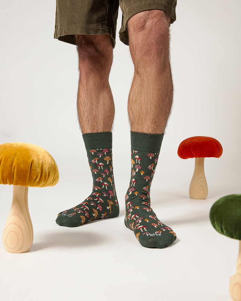 Men's Mushroom Fields Bamboo Blend Novelty Crew Sock