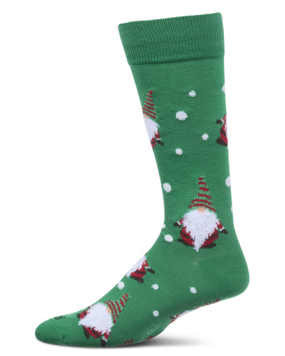 Men's "Gnome For The Holidays" Christmas Novelty Crew Sock : Color: Green