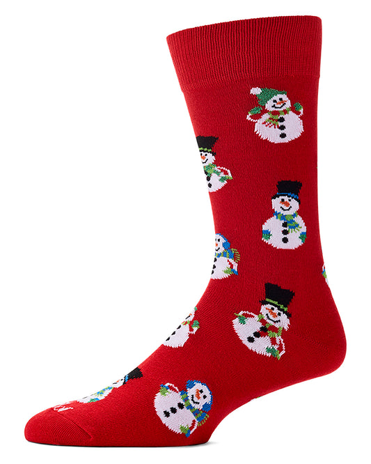 Men's Jolly Holiday Happy Snowmen Novelty Crew Socks