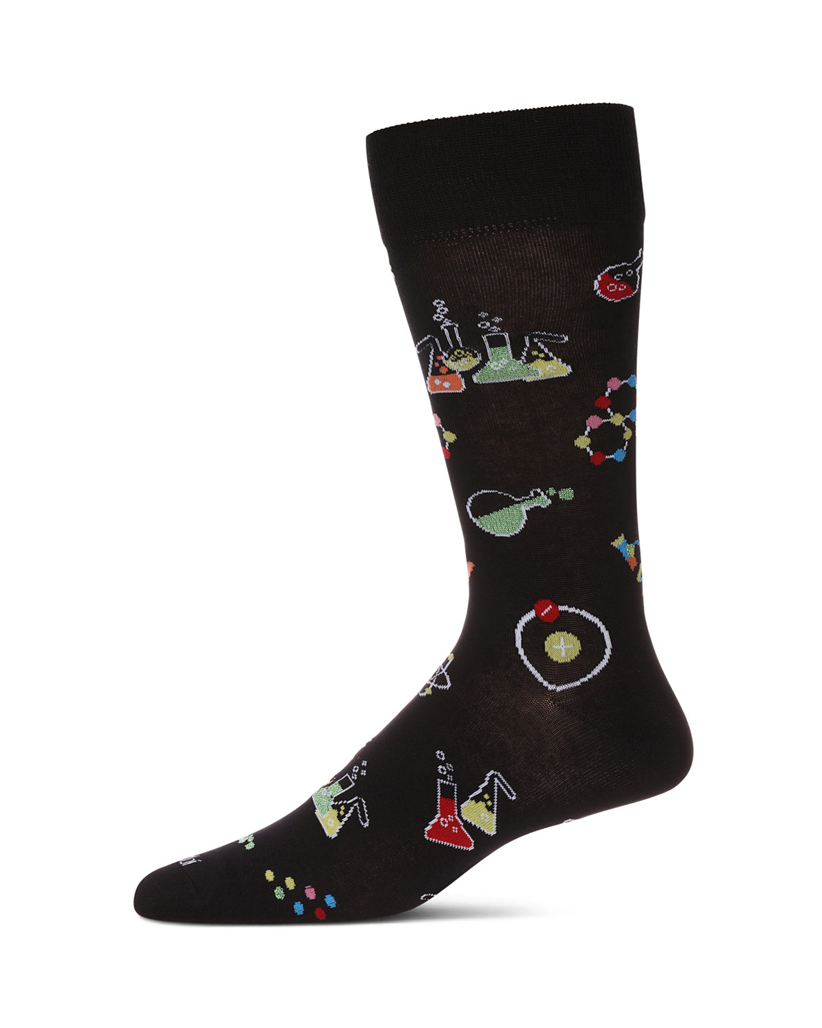 Men's Cool Science Geek Bamboo Blend Novelty Crew Sock : Color: Black