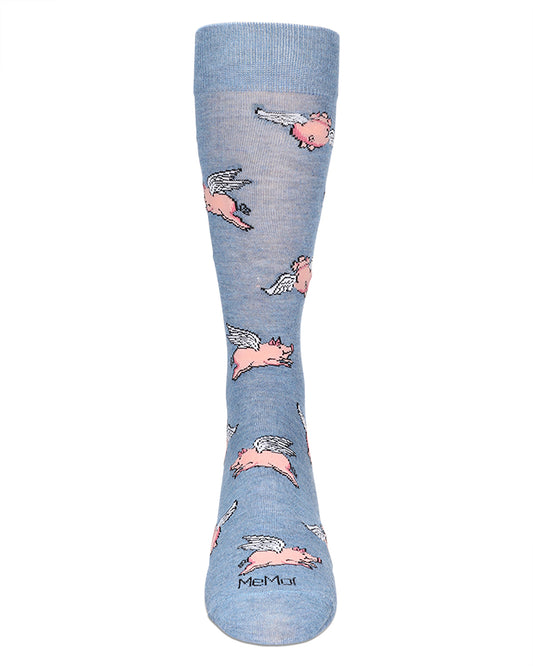 Men's Flying Pigs Bamboo Crew Socks : Color: Denim Heather
