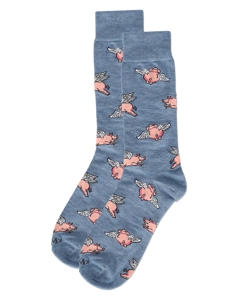 Men's Flying Pigs Bamboo Crew Socks