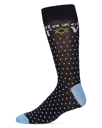 Men's Mazel Tov Bamboo Crew Socks : Color: Navy