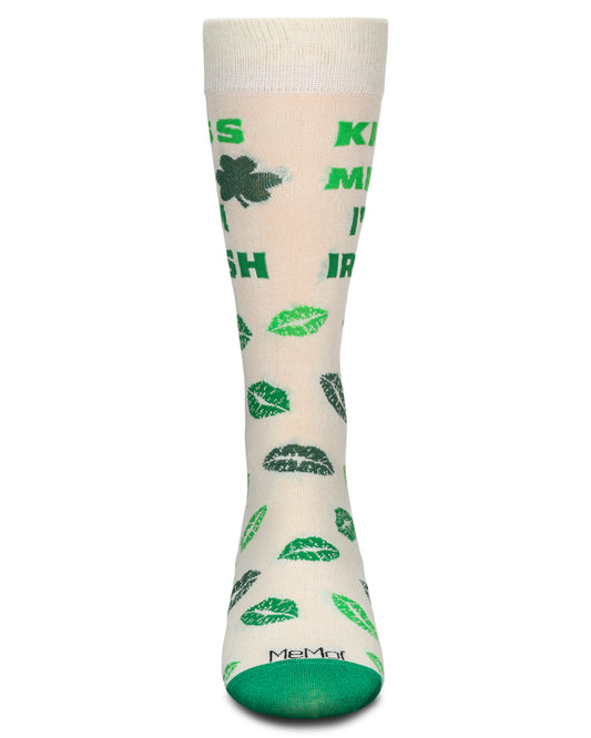 Men's Kiss Me I'm Irish Bamboo Crew Socks : Color: Winter White