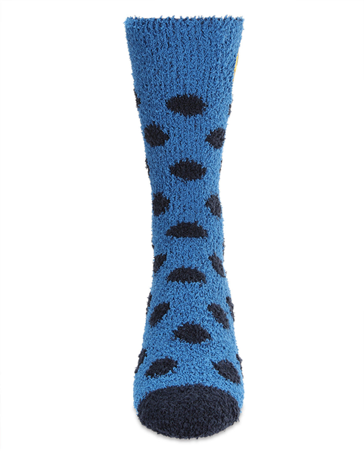 Men's Polka Dot Smiley Face Embroidery Cozy Crew Socks : Color: Blue