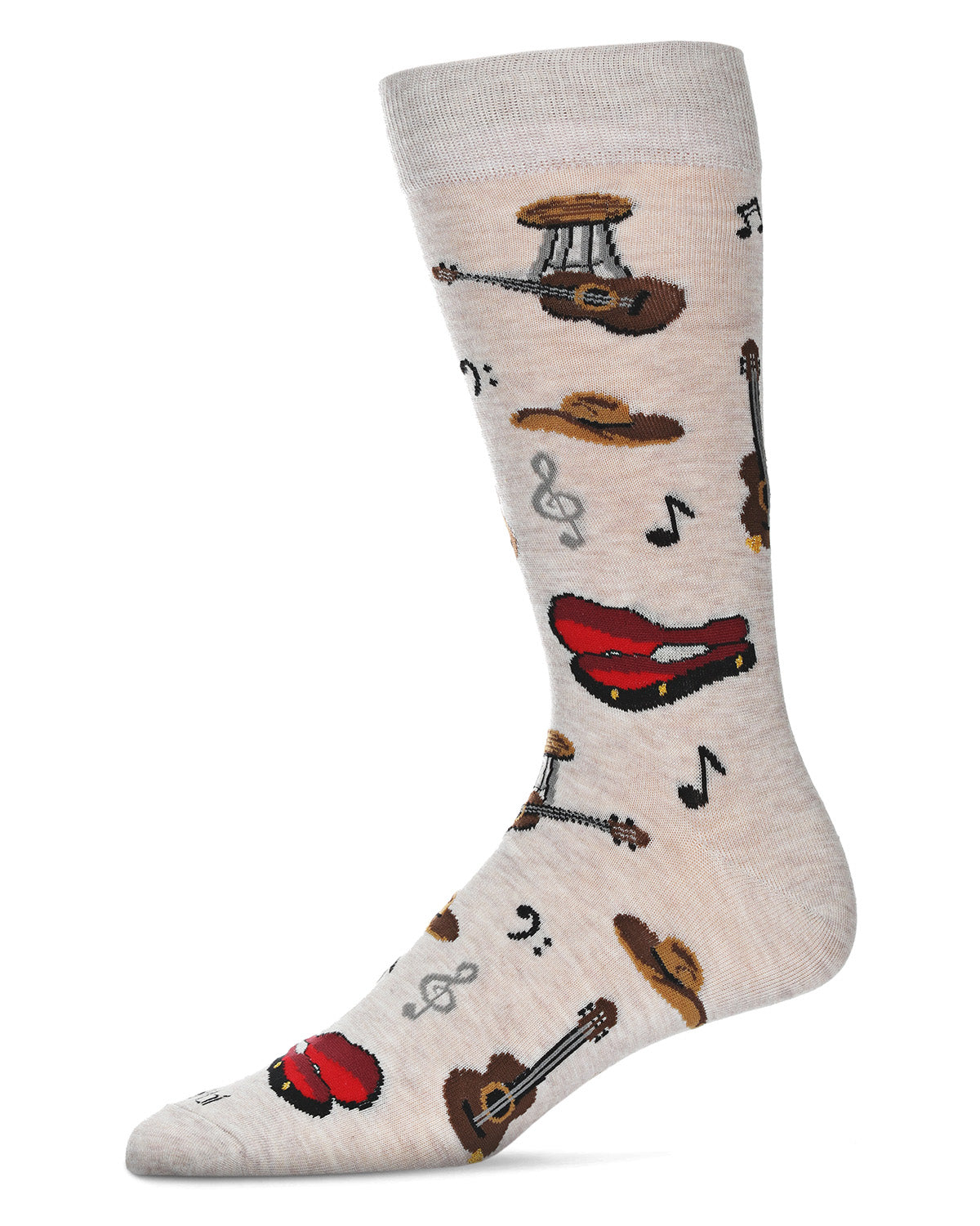 Men's Guitars Bamboo Crew Socks : Color: Ivory Heather