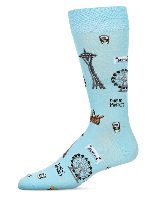 Men's Seattle Bamboo Crew Socks : Color: Blue Topaz