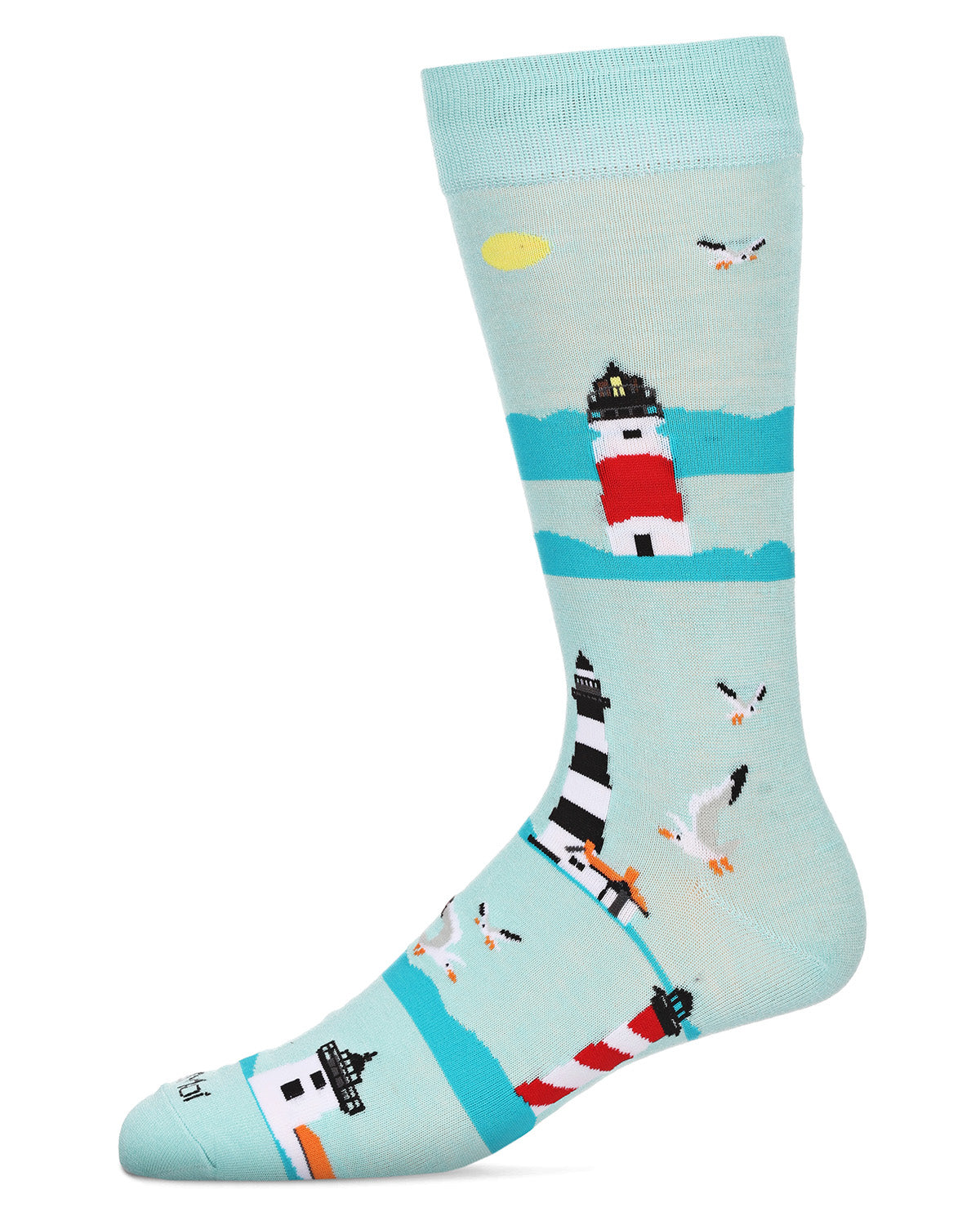 Men's Lighthouses Bamboo Crew Socks : Color: Aqua
