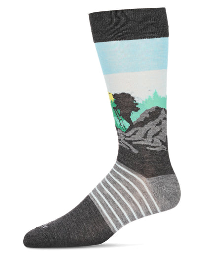 Men's Take A Hike Bamboo Crew Socks : Color: Charcoal Heather