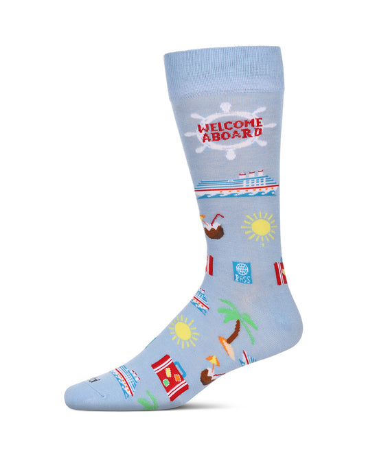 Men's Cruise Ship Bamboo Crew Socks : Color: Light Blue