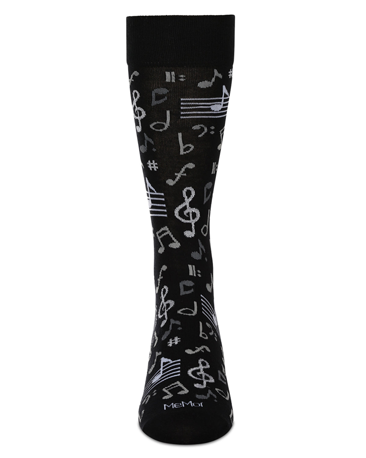 Men's Musical Notes Bamboo Crew Socks : Color: Black