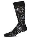 Men's Musical Notes Bamboo Crew Socks : Color: Black