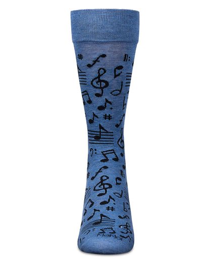 Men's Musical Notes Bamboo Crew Socks : Color: Black