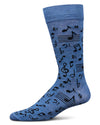 Men's Musical Notes Bamboo Crew Socks : Color: Denim Heather