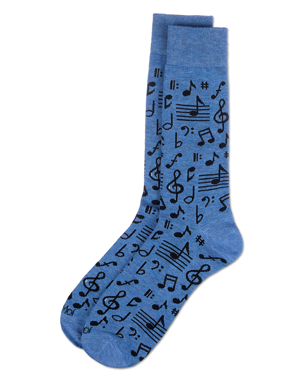 Men's Musical Notes Bamboo Crew Socks : Color: Black