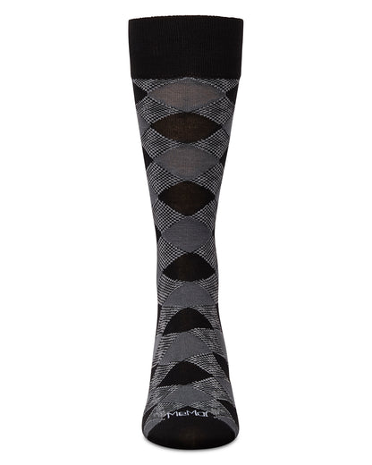 Men's Argyle Bamboo Dress Crew Socks : Color: Black