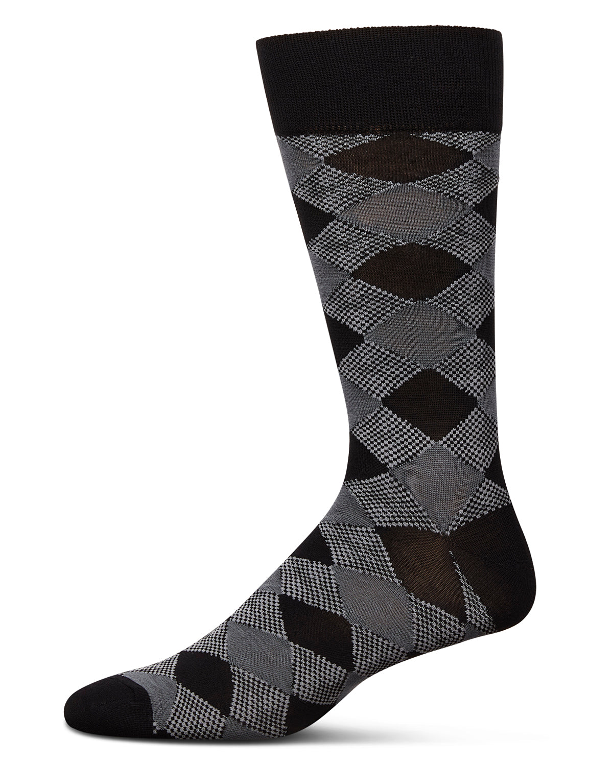 Men's Argyle Bamboo Dress Crew Socks : Color: Black