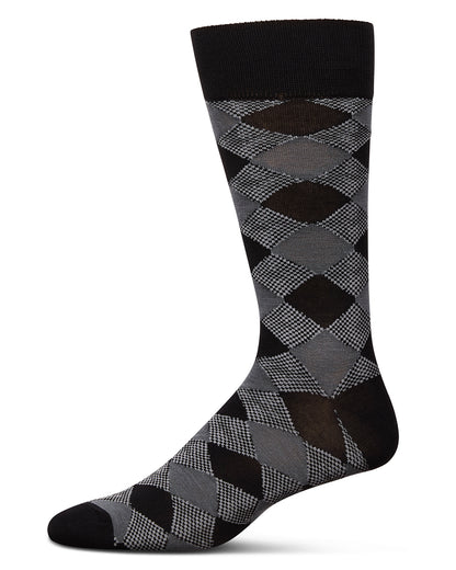 Men's Argyle Bamboo Dress Crew Socks : Color: Black