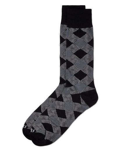 Men's Argyle Bamboo Dress Crew Socks : Color: Black