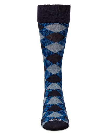 Men's Argyle Bamboo Dress Crew Socks : Color: Black