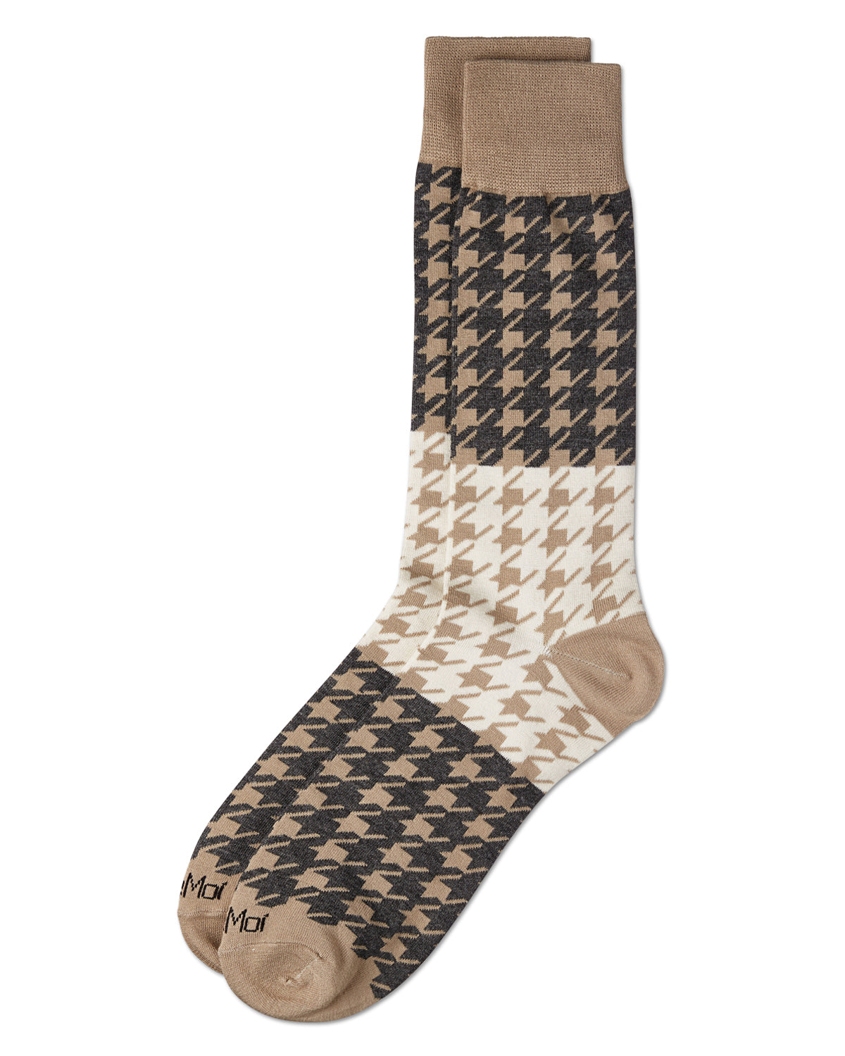 Men's Houndstooth Bamboo Dress Crew Socks : Color: Crockery