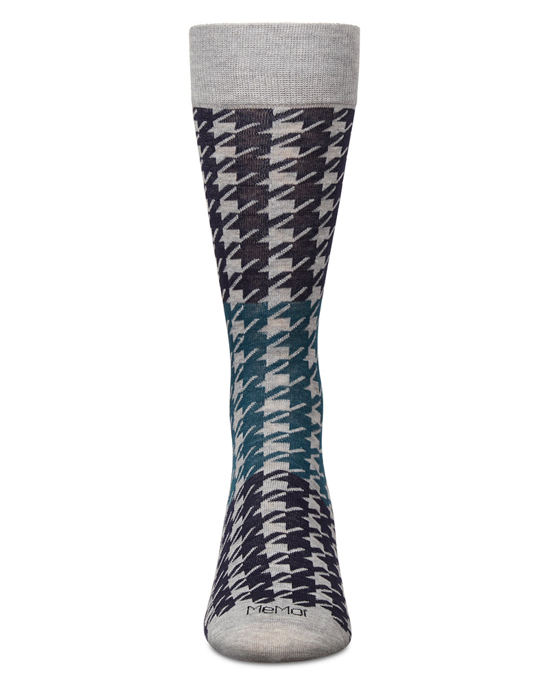 Men's Houndstooth Bamboo Dress Crew Socks