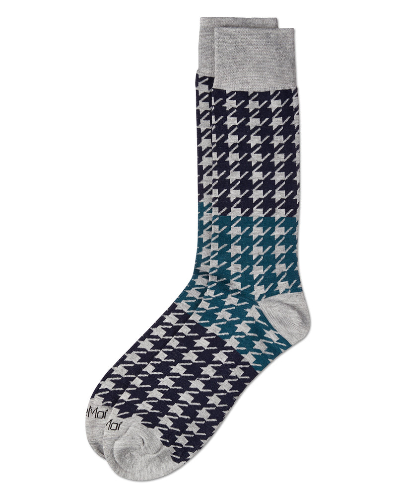 Men's Houndstooth Bamboo Dress Crew Socks