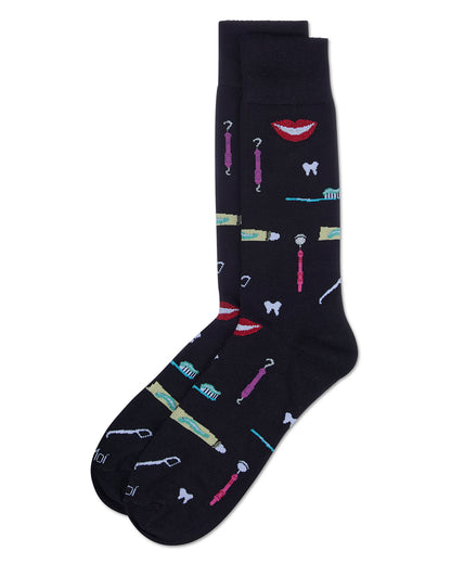 Men's Dentist Rayon From Bamboo Crew Socks : Color: Black