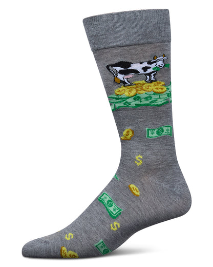Men's Cash Cow Rayon From Bamboo Crew Socks : Color: Med Gray Heather