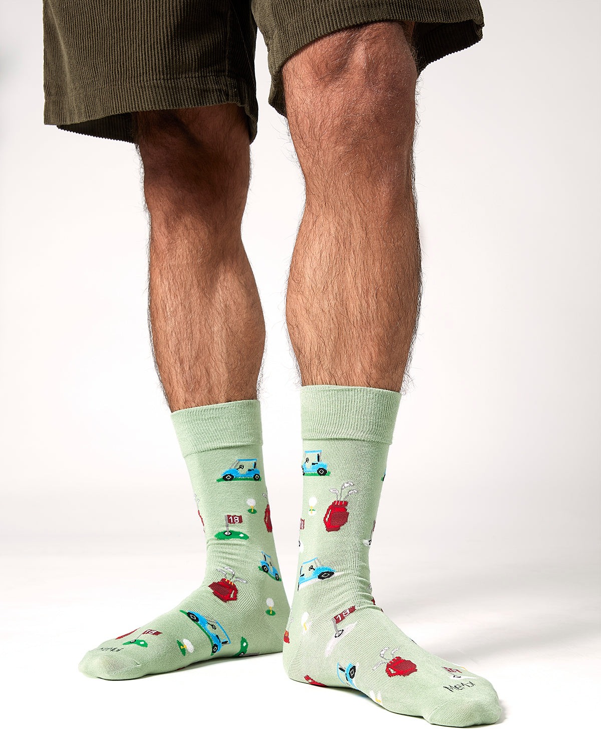 Men's Tee Time Rayon From Bamboo Crew Socks : Color: Moss