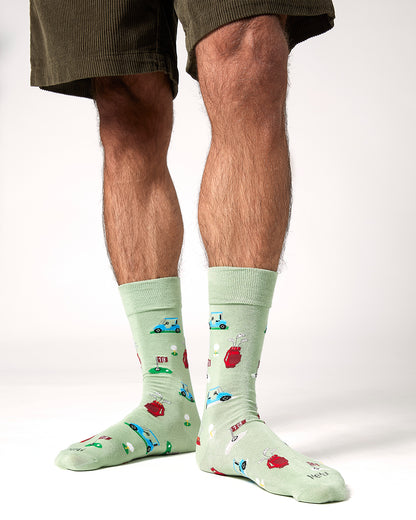 Men's Tee Time Rayon From Bamboo Crew Socks : Color: Moss