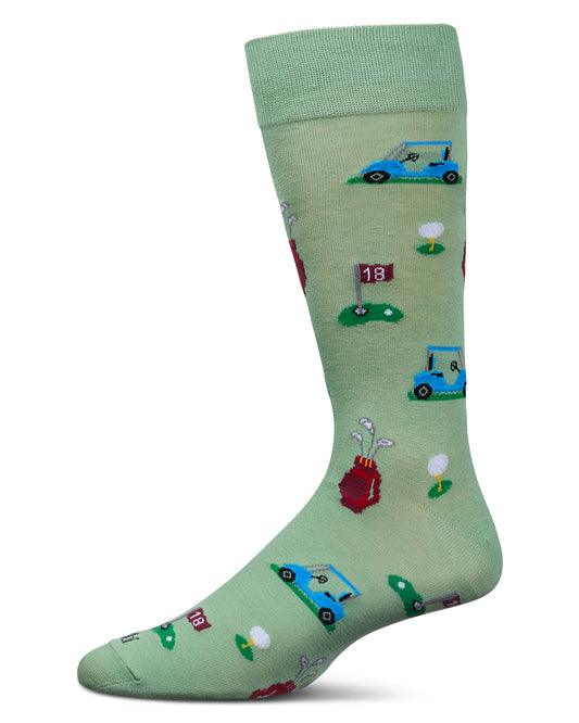 Men's Tee Time Rayon From Bamboo Crew Socks : Color: Moss