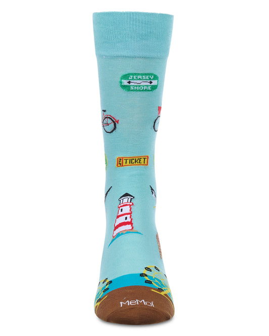 Men's New Jersey Rayon From Bamboo Crew Socks : Color: Aqua