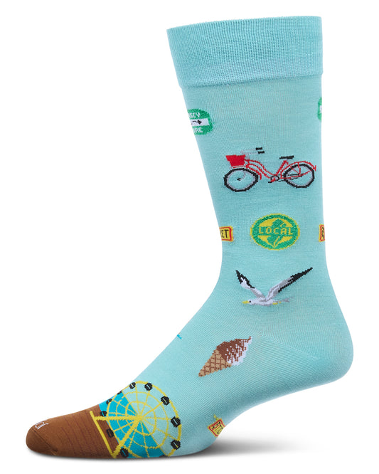Men's New Jersey Rayon From Bamboo Crew Socks : Color: Aqua