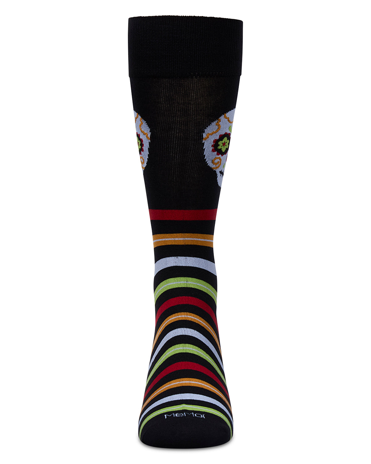 Men's Striped Skull Rayon From Bamboo Crew Socks : Color: Black
