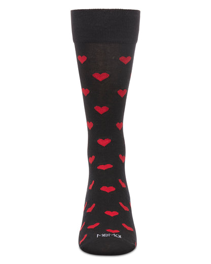 Men's Hearts Rayon From Bamboo Crew Socks : Color: Black