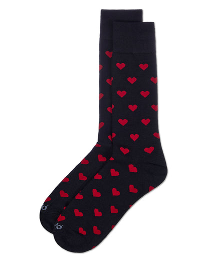 Men's Hearts Rayon From Bamboo Crew Socks : Color: Black